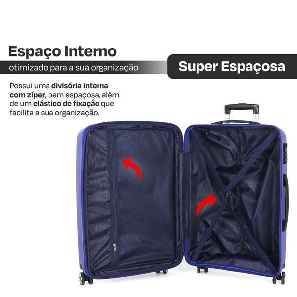 Imagem de Kit Mala Bordo 10Kg + Média 23Kg Expansvel Inquebrável Tsa