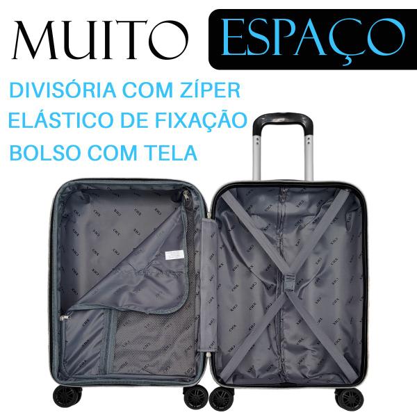 Imagem de Kit Mala Bordo com Frasqueira Viagem Expansiva Rígida Rodas Dupla 360 Avião Média 10kg pequena 8kg