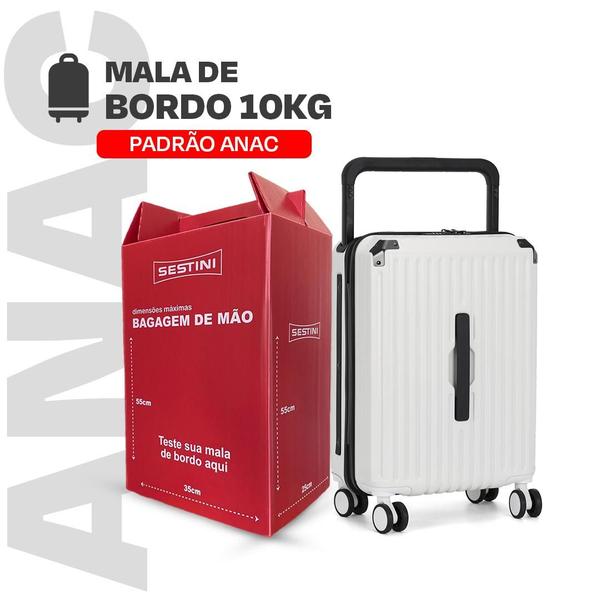 Imagem de Kit Mala Bordo Executiva Leve e Reforçada Feita em ABS Premium e Rodas 360 graus / Buenos Aires / Garantia Vitalícia Polo King / Kit Frasqueira