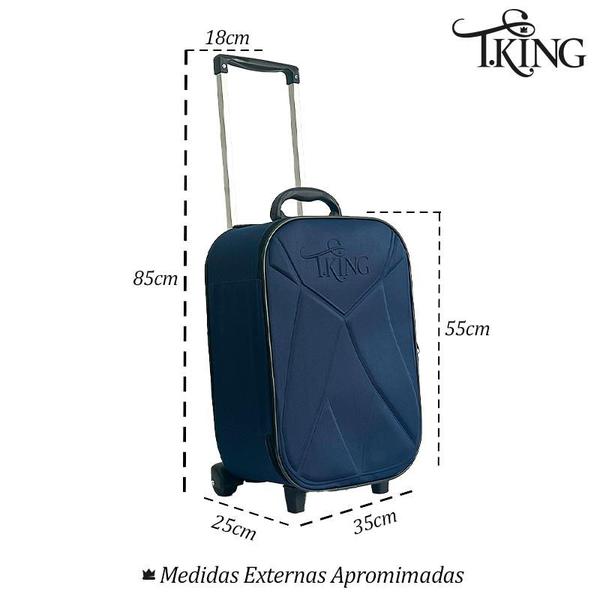 Imagem de Kit Mala Bordo Pequena Viagem 10kg Padrão ANAC Rodinhas - T.King (2 peças) - T.King