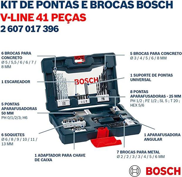 Imagem de Kit Mala  Com 41 Peças de Pontas e Brocas V-Line Bosch 