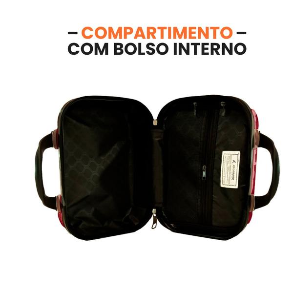 Imagem de Kit Mala De Bordo Com Frasqueira Allabard Roda 360 Masculina 10kg Rodinhas 360 ABS Rígido