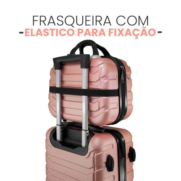 Imagem de Kit Mala De Bordo Com Frasqueira Allabard Rodinha 360 ABS