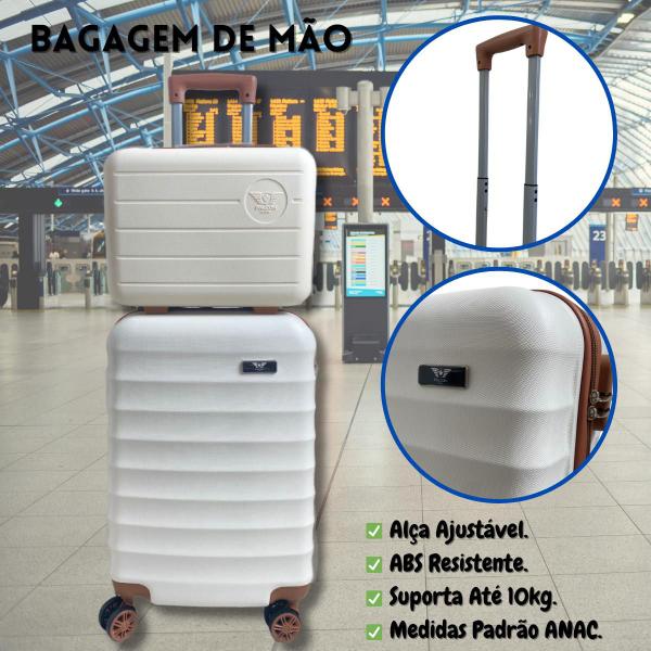 Imagem de Kit Mala de Viagem de Bordo e Mão Padrão ANAC 55x35x25  10kg com Frasqueira e Rodinha