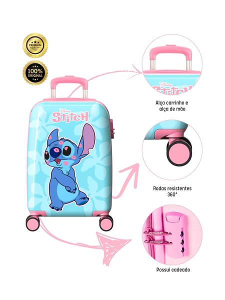 Imagem de Kit Mala De Viagem+Lancheira+Estojo Infantil Lilo Stitch