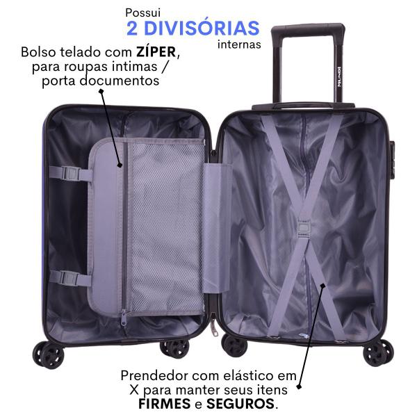 Imagem de Kit Mala de Viagem Pequena 10kg + Mala Média 23kg + Frasqueira MD2223 Mundi Napoli 360