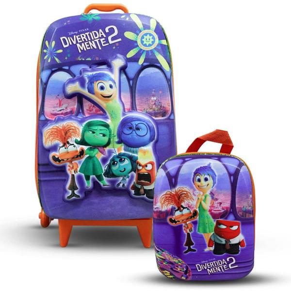 Imagem de Kit Mala Escolar Divertidamente Rodinhas Infantil Mochila P