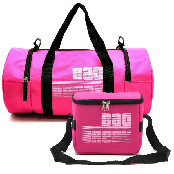 Imagem de Kit Mala Para Academia Reforçada +  Bolsa Térmica Fitness SK Pink