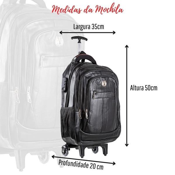 Imagem de Kit Mala Tigre Rodinha Carrinho Executiva Couro Notebook USB + Mala Transversal Bolsa de Mão Grande Bege 