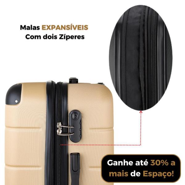 Imagem de Kit Mala Viagem Pequena e Média Fibra Rígida ABS Expansível