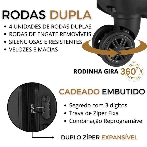 Imagem de Kit Malas de Viagem Bordo Expansível Fibra rígida Rodas 360