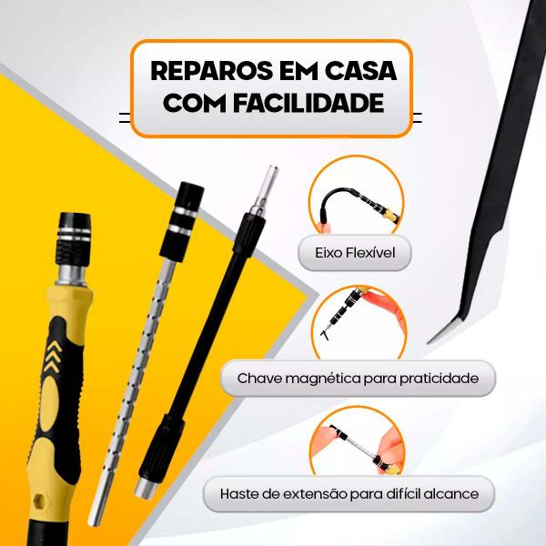 Imagem de Kit Maleta Chave de precisão 115 Peças para Reparo e Manutenção de eletronicos - Celular, Notebook, PC Conserto de TI