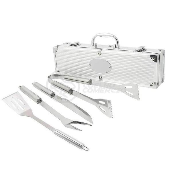 Kit Maleta Churrasco Steak Gourmet Jogo 4 Peças Em Aço Inox - Smart Bracelet Imagem de Kit Maleta Churrasco Steak Gourmet Jogo 4 Peças Em Aço Inox