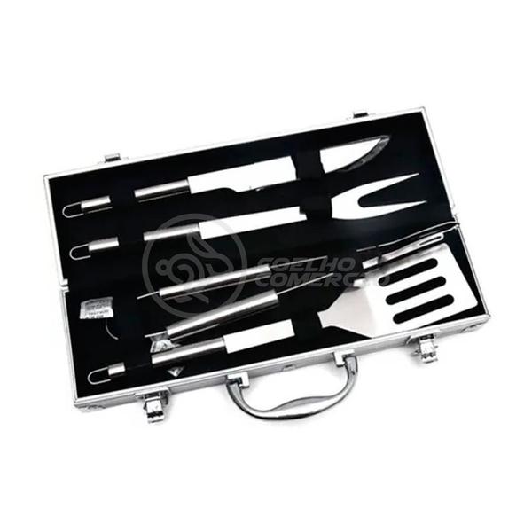 Kit Maleta Churrasco Steak Gourmet Jogo 4 Peças Em Aço Inox - Smart Bracelet Imagem de Kit Maleta Churrasco Steak Gourmet Jogo 4 Peças Em Aço Inox