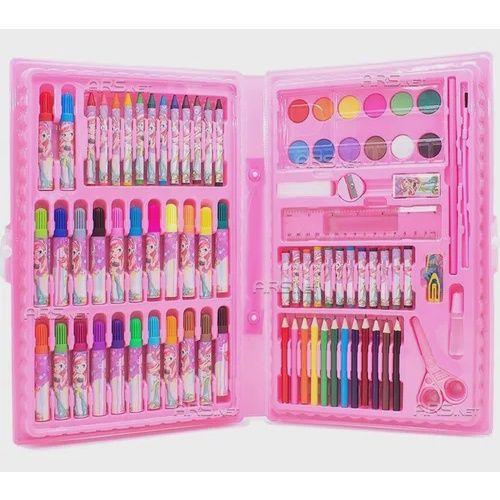 Imagem de Kit Maleta Escolar Princesa Com 86 pçs Canetinhas Coloridas (Rosa)