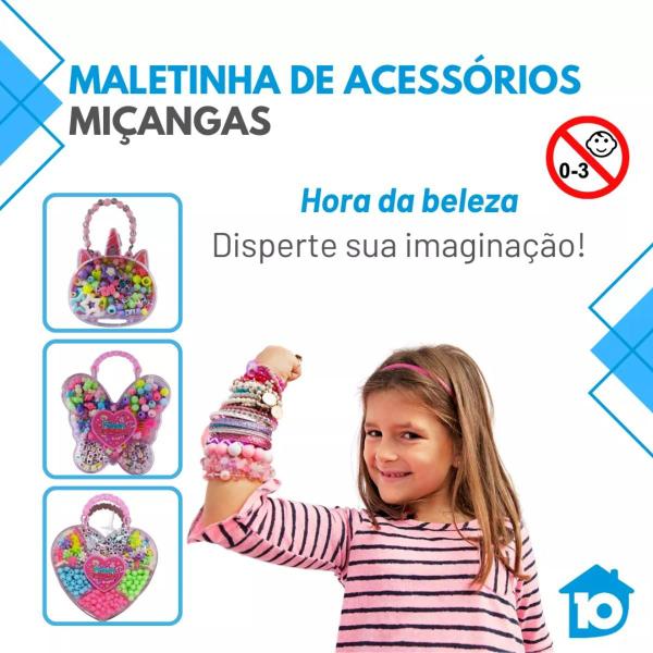 Imagem de Kit Maleta Miçanga Bijuteria Montar Pulseira Colar Infantil