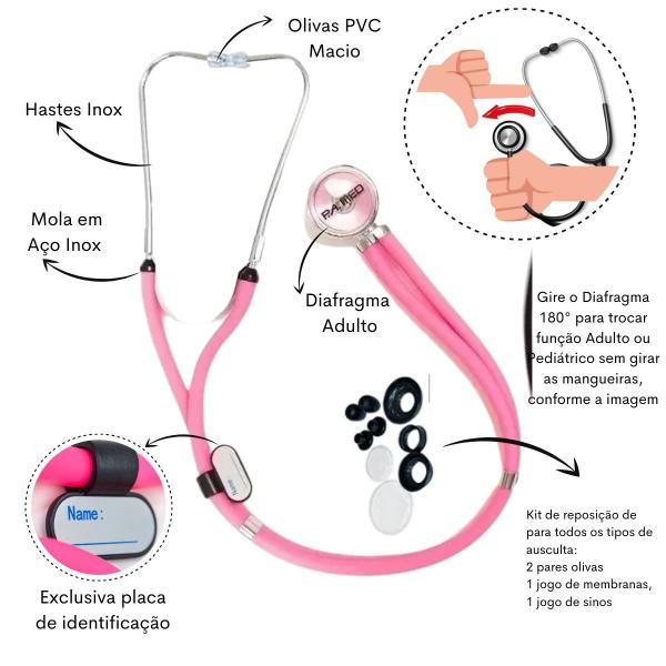 Imagem de Kit Maleta Nova Aparelho de Pressão Aneroide Esteto Esfigmomanometro Medidor de Glicose Completo Pa Med