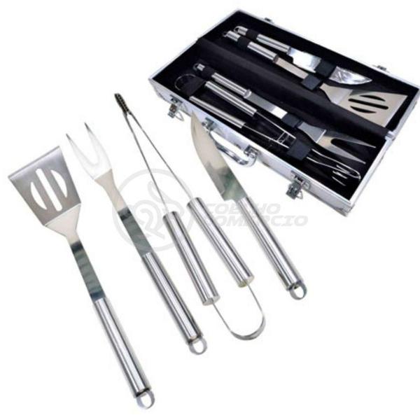 Imagem de Kit Maleta P/ Churrasco Steak Gourmet Jogo Com 4pçs Inox