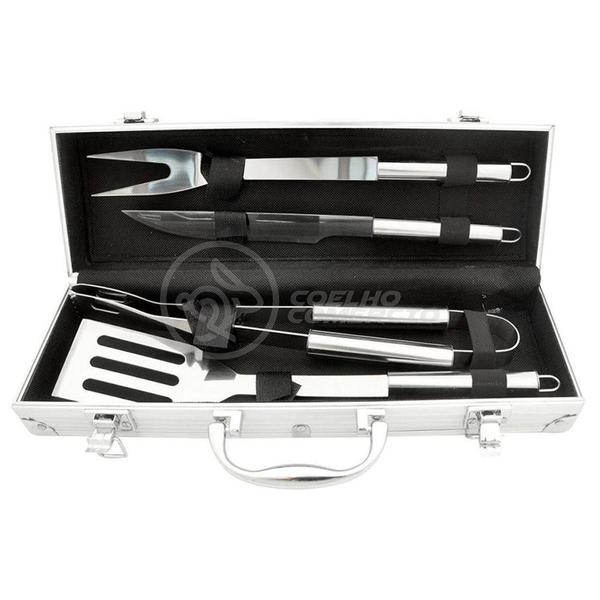 Imagem de Kit Maleta P/ Churrasco Steak Gourmet Jogo Com 4pçs Inox