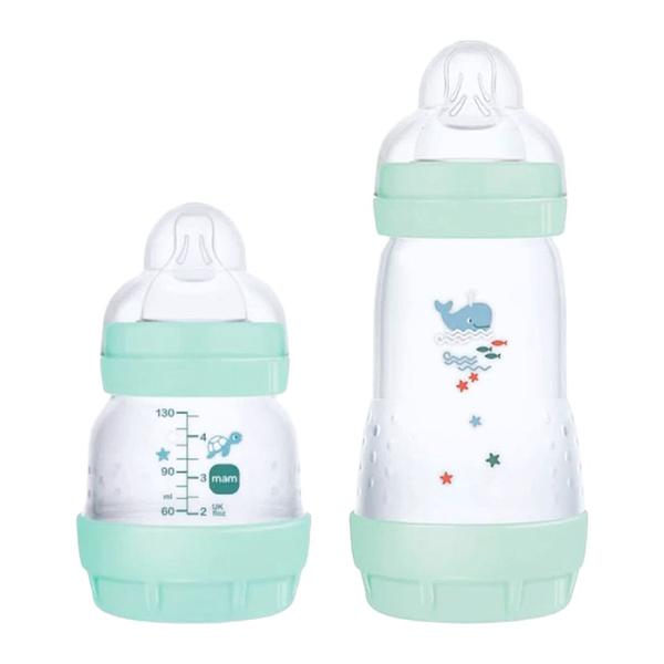 Imagem de Kit Mam Mamadeira Easy Start Azul 130ml + 260ml 0+ meses