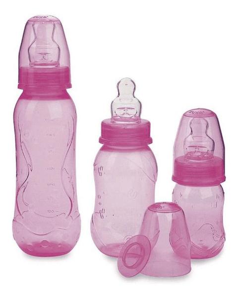 Kit Mamadeira Bico Ortodôntico 70/160/250ml Rosa Kuka Imagem de Kit Mamadeira Bico Ortodôntico 70/160/250ml Rosa Kuka