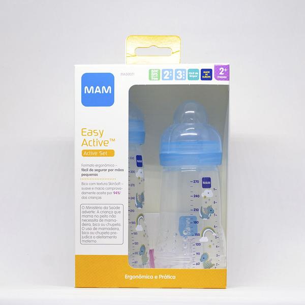 Imagem de Kit mamadeira easy active azul 270ml + 330ml - mam