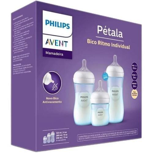 Imagem de Kit Mamadeira Petala 125ml+ 260ml e 330ml Azul - Aven