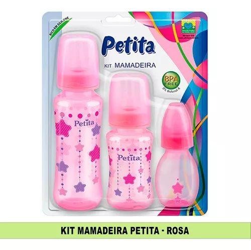 Imagem de Kit Mamadeira Petita Cinturada Rosa 240-140-60Ml  Petita