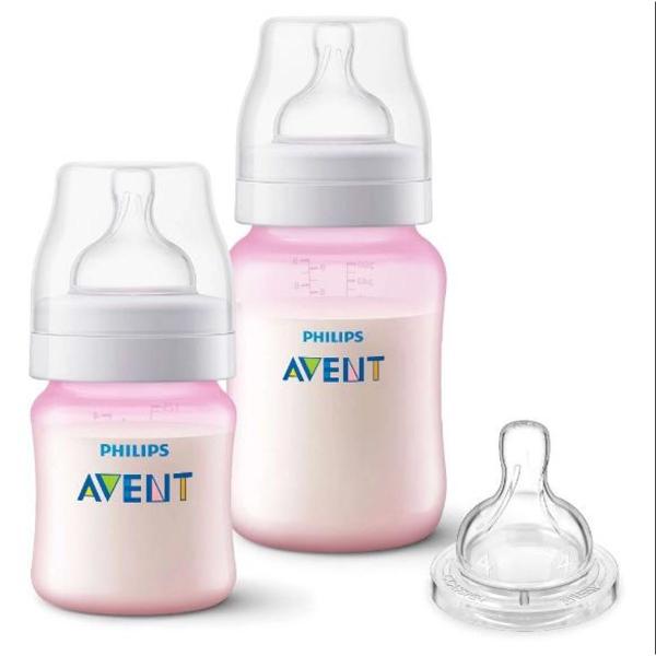 Imagem de Kit Mamadeiras Anti-Colic Rosa 125 e 260ml + Bico 4 - Avent