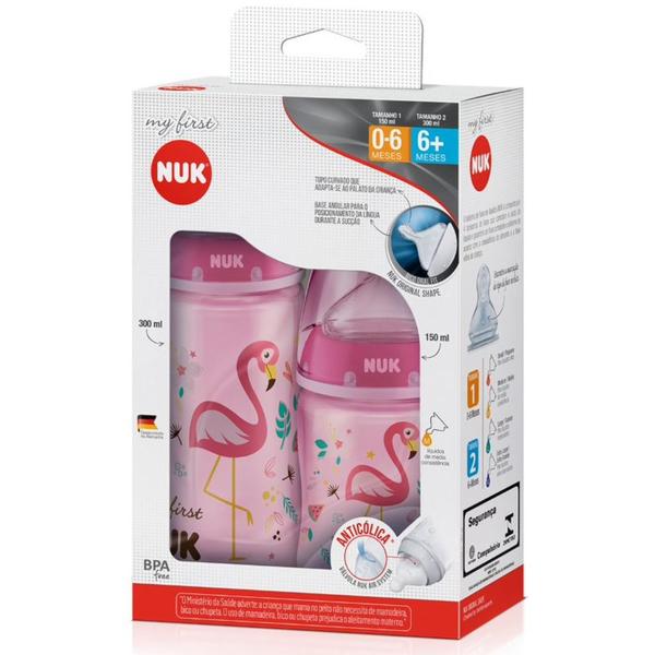 Imagem de Kit Mamadeiras My First 150 ml e 300 ml Rosa Flamingo - Nuk