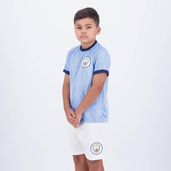 Imagem de Kit Manchester City Maine Juvenil Azul e Branco