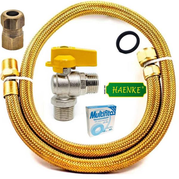 Kit Mangueira Cobre + Registro + Adaptador Instalação Gás Gn - HAENKE Kit Mangueira Cobre + Registro + Adaptador Instalação Gás Gn - HAENKE
