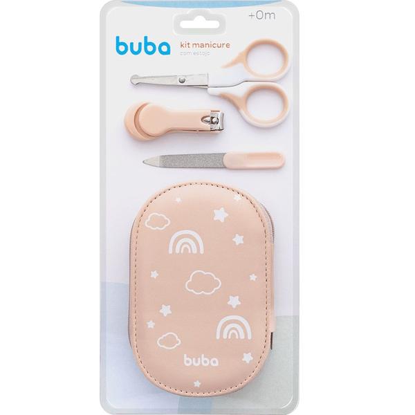 Imagem de Kit Manicure Com Estojo Infantil Bebê Buba Rosa Tesoura Lixa Cortador Menina Baby Presente Recém Nascido RN