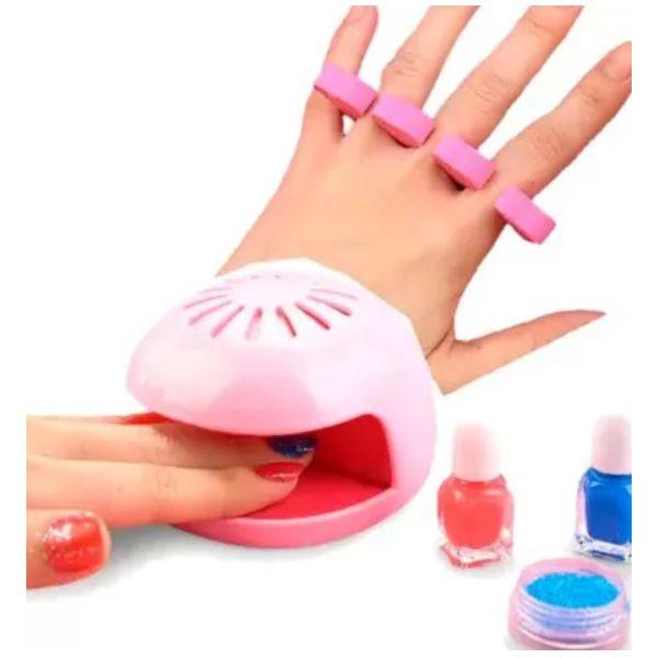 Imagem de Kit Manicure Infantil Makebrinq com Secador de Esmalte Polibrinq MK55