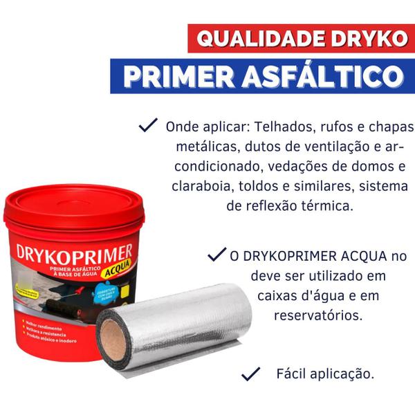 Imagem de Kit Manta Asfáltica Aluminizada 45cm 10m + Primer 2 Litros Dryko - Telhado Laje Baú Fita Térmica Impermeabilizante Telha