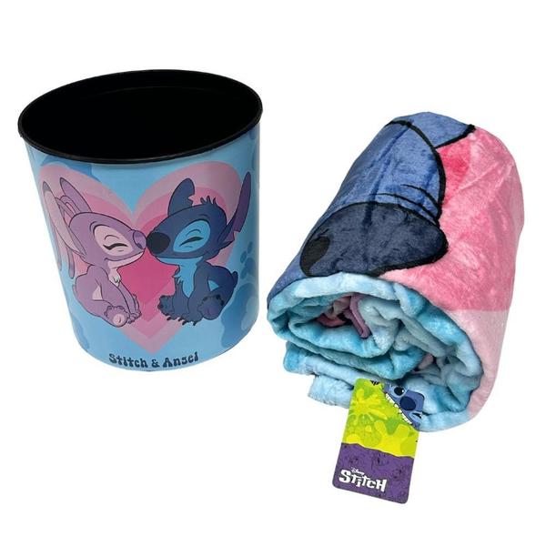 Imagem de Kit Manta + Balde Pipoca Stitch Disney - Zona Criativa