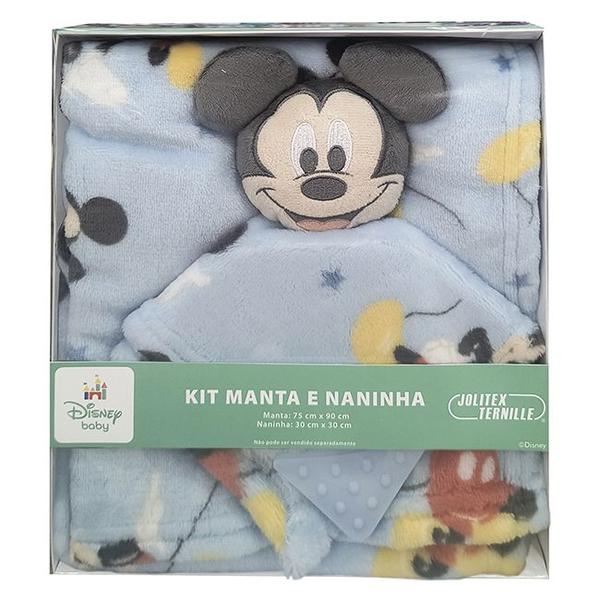 Imagem de Kit Manta e Naninha Com Mordedor Para Enxoval De Bebê Presente Luxo Disney - Jolitex Ternille