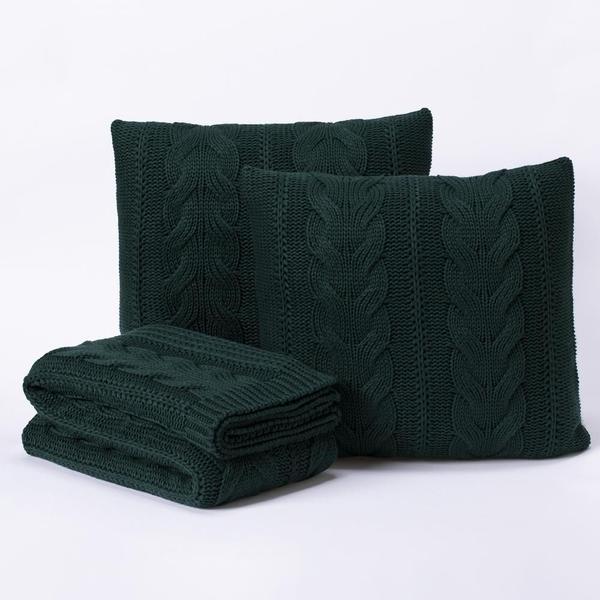 Imagem de Kit Manta Sofá Cama Casal + 2 Capas 45X45 Viena Verde