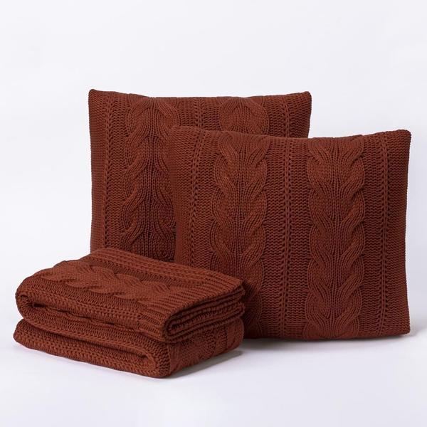 Imagem de Kit Manta Sofá Cama King + 2 Capas 50X50 Viena Terracota