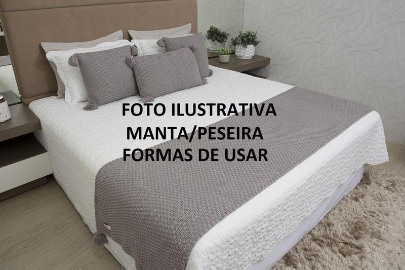 Kit Manta Sofa Sala Cama King 260X60 + 2 Capas 50X30 Cinza - Five Star Malhas Imagem de Kit Manta Sofa Sala Cama King 260X60 + 2 Capas 50X30 Cinza