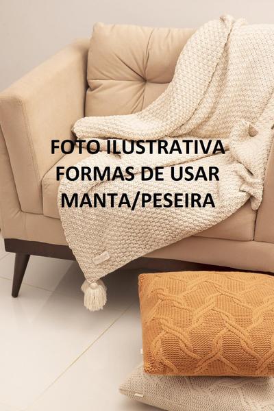 Imagem de Kit Manta Solteiro Sala Sofa 150X60 + 2 Capas 45X45 Branco