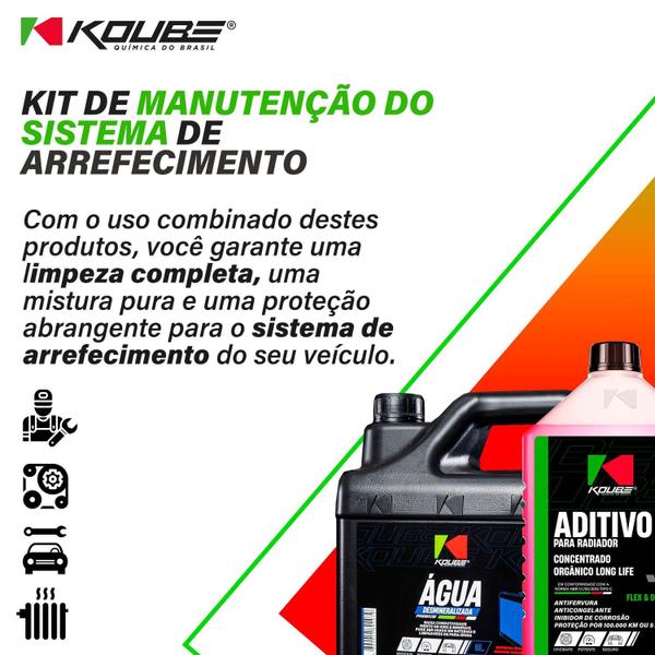 Imagem de Kit Manutenção de Arrefecimento - 2 Água Desmi. 5l + 4 Aditivo Conc. Org. Long Life KOUBE