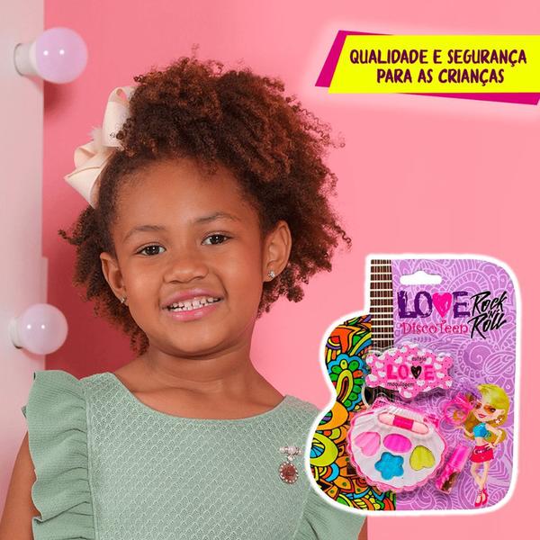 Imagem de Kit Maquiagem Infantil Com Sombra Batom e Anel com Estojinho Cor Rosa Barbie