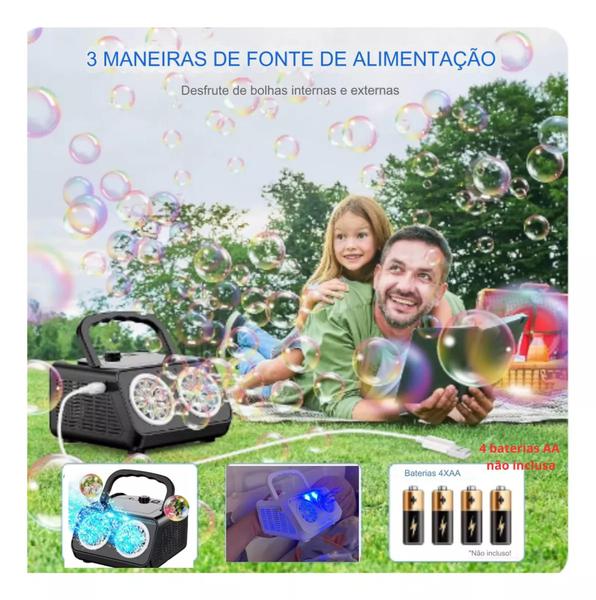 Imagem de kit Máquina Bolha De Sabão Portátil Com Liquido Enxames De Bolhas Com Luzes 120ML USB  Blower553