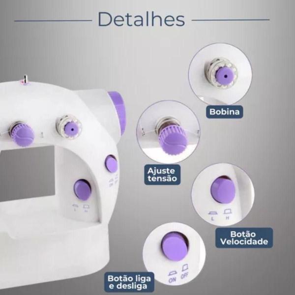 Imagem de Kit Máquina de Costura com Acessórios e Pedal Bivolt com Garantia