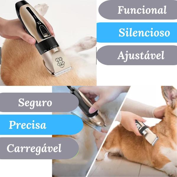 Imagem de Kit Máquina De Tosa Para Pets Com 4 Pentes