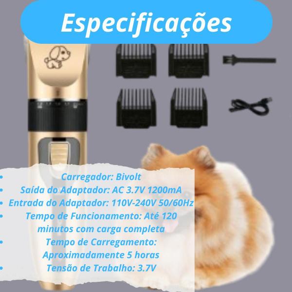 Imagem de Kit Máquina de Tosa Pet - Lixa e Alicate Profissionais Pet Shop