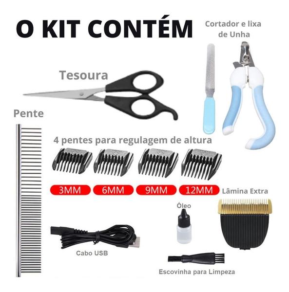 Imagem de Kit Máquina De Tosa Pets Gato Cachorro Tosador Profissional