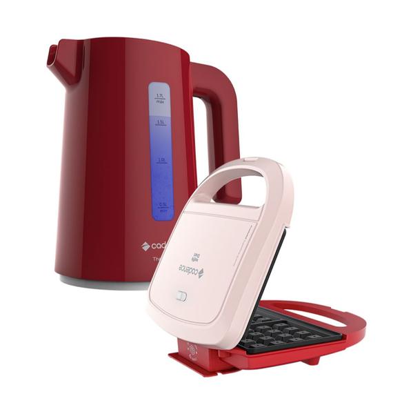 Kit Máquina de Waffles e Chaleira Vermelha 1,7L Cadence Kit Máquina de Waffles e Chaleira Vermelha 1,7L Cadence