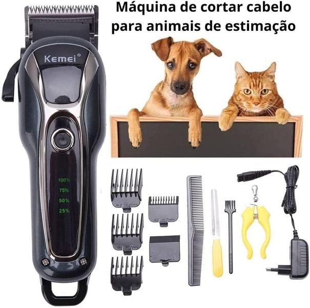 Imagem de Kit Maquina Profissional De Tosa Cachorro Kemei 1991 Full